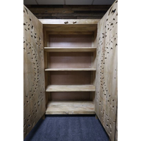 Tall wood hand carved ornate armoire storage cupboard