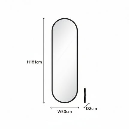 Black-Metal-Tall Oval Full-Length Mirror - Elderflower Lane