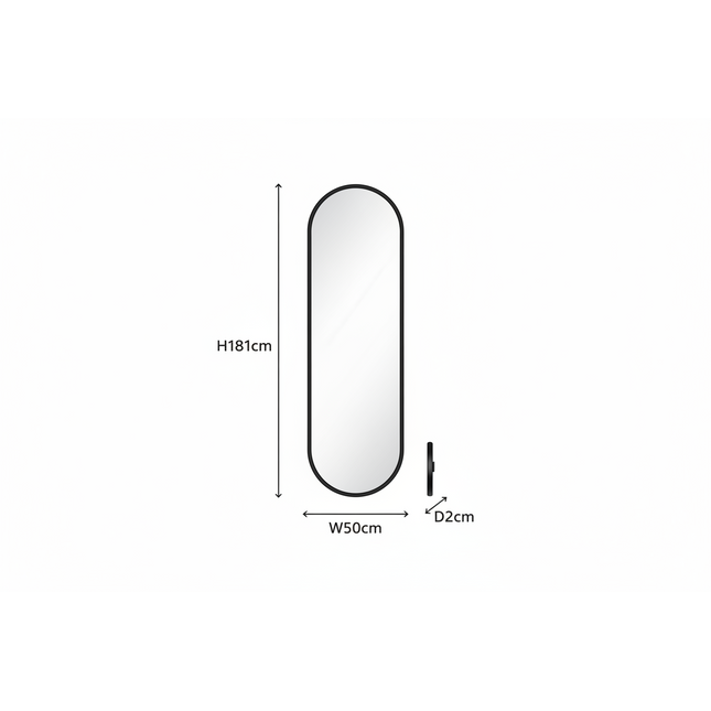 Black-Metal-Tall Oval Full-Length Mirror - Elderflower Lane