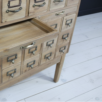 Wood multi drawer apothecary storage cabinet