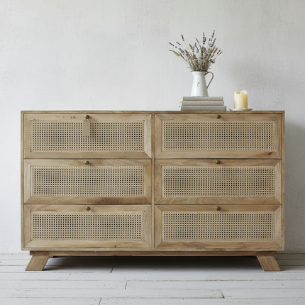 Rattan chest of 6 drawers - Elderflower Lane UK