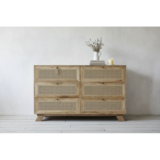 Rattan chest of 6 drawers - Elderflower Lane UK