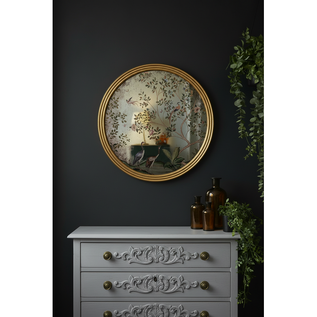 Gold round chinoiserie floral wall mirror - Elderflower Lane
