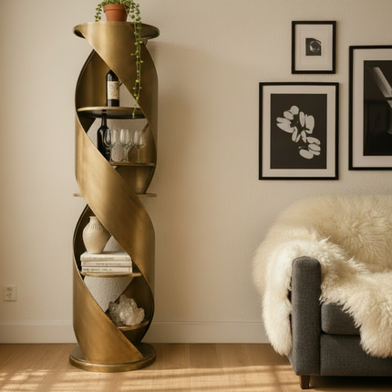 Tall display unit — a sculptural statement piece with 4 open shelves - Elderflower Lane UK