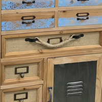 Tall slim wooden multi drawer storage cabinet