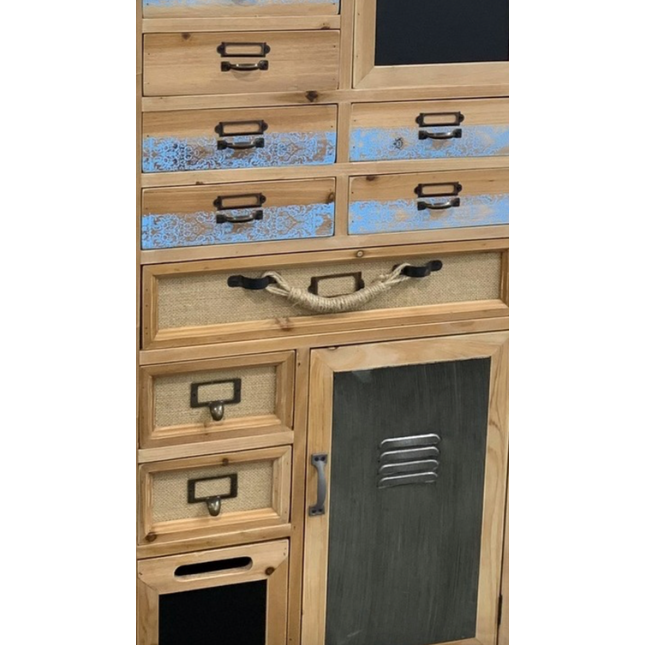 Tall slim wooden multi drawer storage cabinet