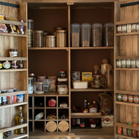 Big rustic wood larder cabinet storage for food and drinks - Elderflower Lane
