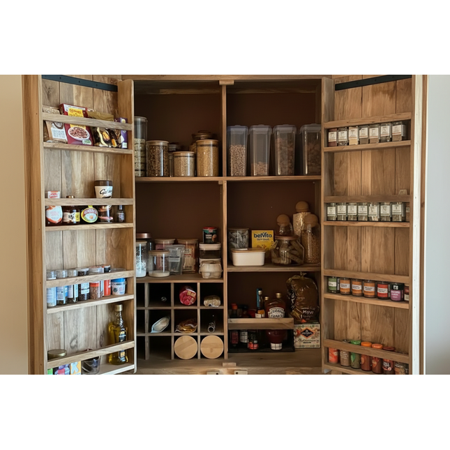 Big rustic wood larder cabinet storage for food and drinks - Elderflower Lane