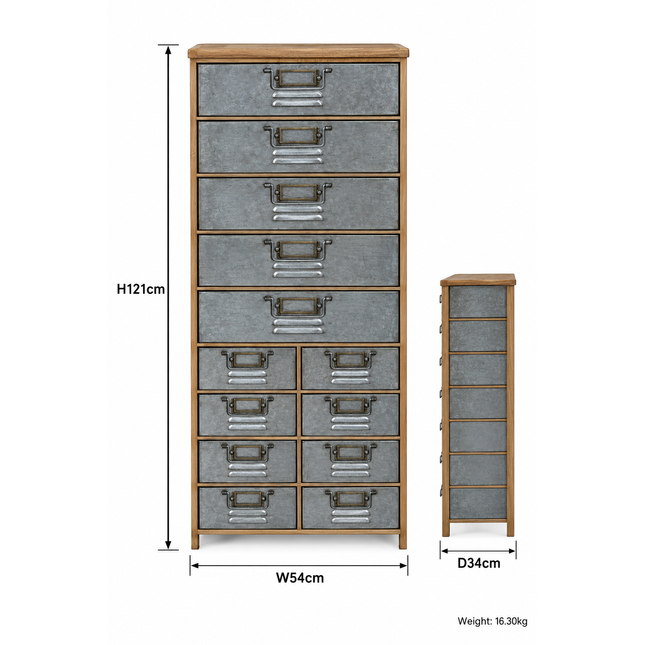 Tall slim metal chest of drawers - Elderflower Lane