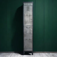 Tall slim iron shelved  storage locker