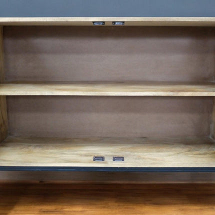 Carved natural wood "Circles" storage cabinet