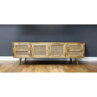 Rattan & wood tv storage cabinet uk