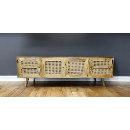 Rattan & wood tv storage cabinet uk