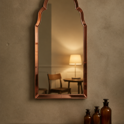 Rose gold glass curvy arched wall mirror - H80cm - Elderflower Lane