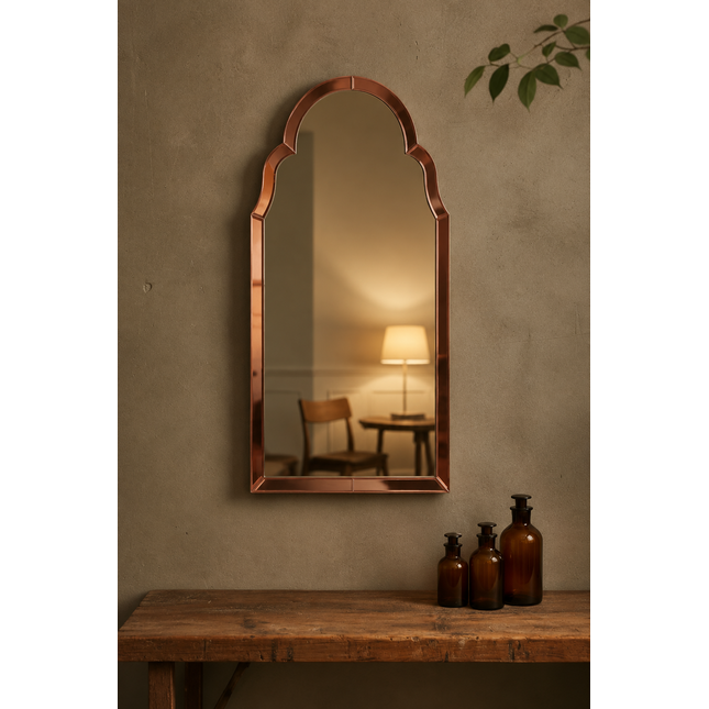 Rose gold glass curvy arched wall mirror - H80cm - Elderflower Lane