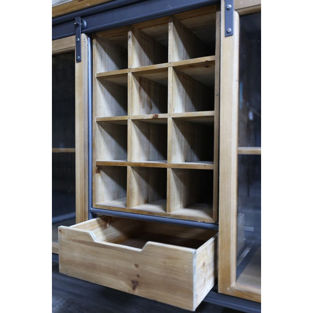 Glass fronted drinks cabinet | Metal & wood