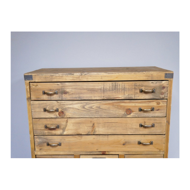 Tall vintage style wooden multi bank of storage drawers