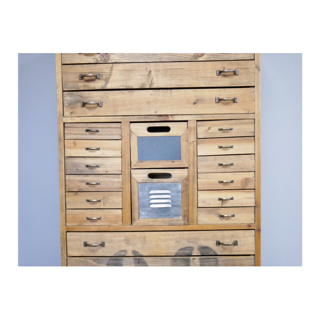 Tall vintage style wooden multi bank of drawers