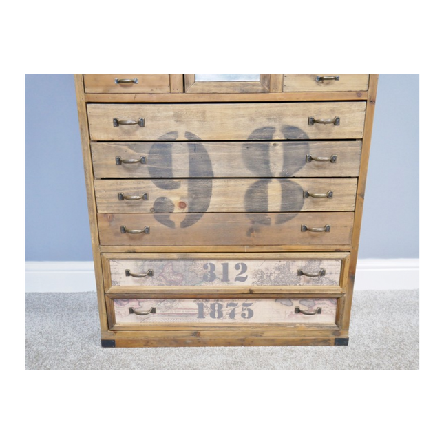 Tall vintage style wooden multi bank of drawers