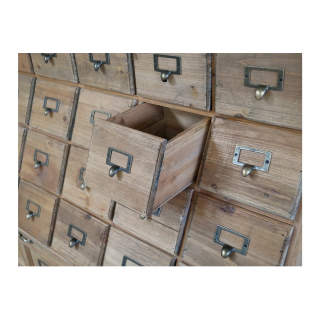 Apothecary rustic wood multi drawer storage cabinet