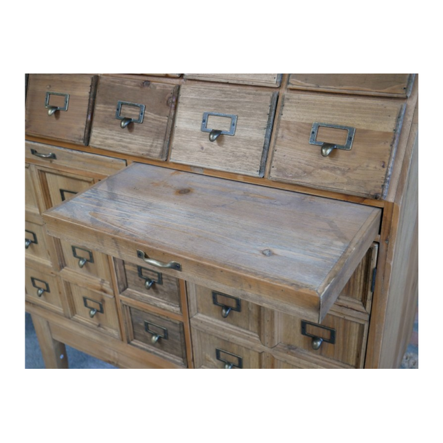 Apothecary rustic wood multi drawer storage cabinet