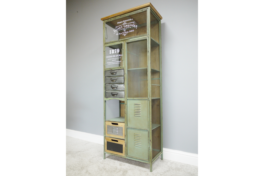 Industrial retro tall storage cabinet
