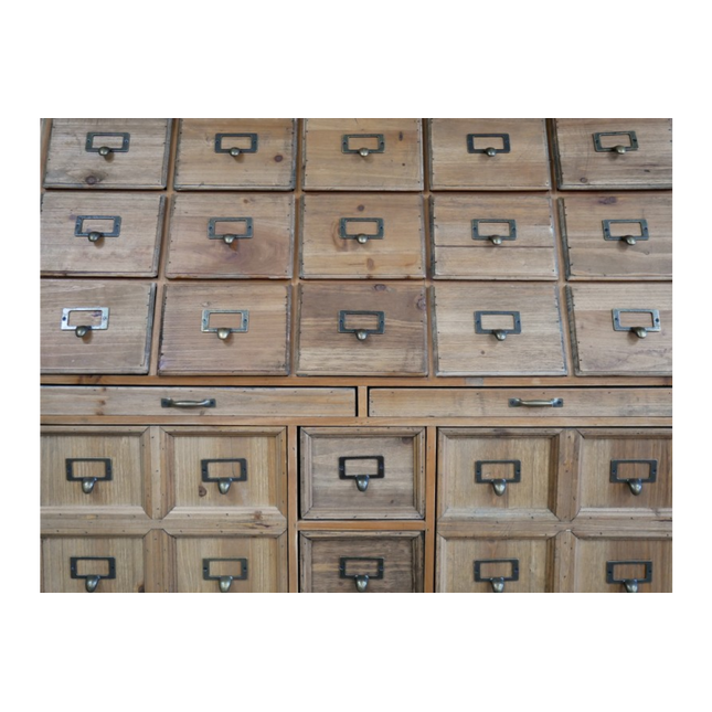 Apothecary rustic wood multi drawer storage cabinet