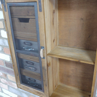 Rustic wood & metal wall storage cabinet