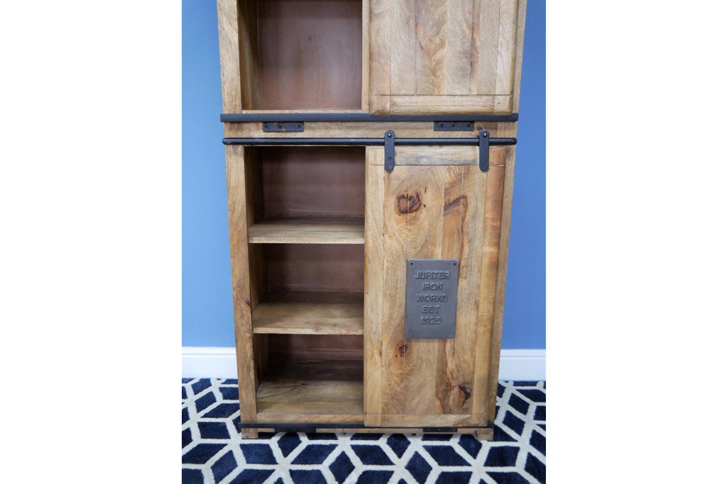 Large Wood & Iron Industrial Storage Cabinet.