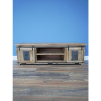 Big iron & wood tv storage cabinet