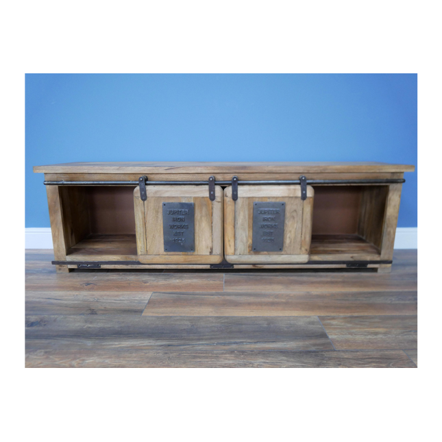 Big Industrial iron & wood TV storage cabinet.