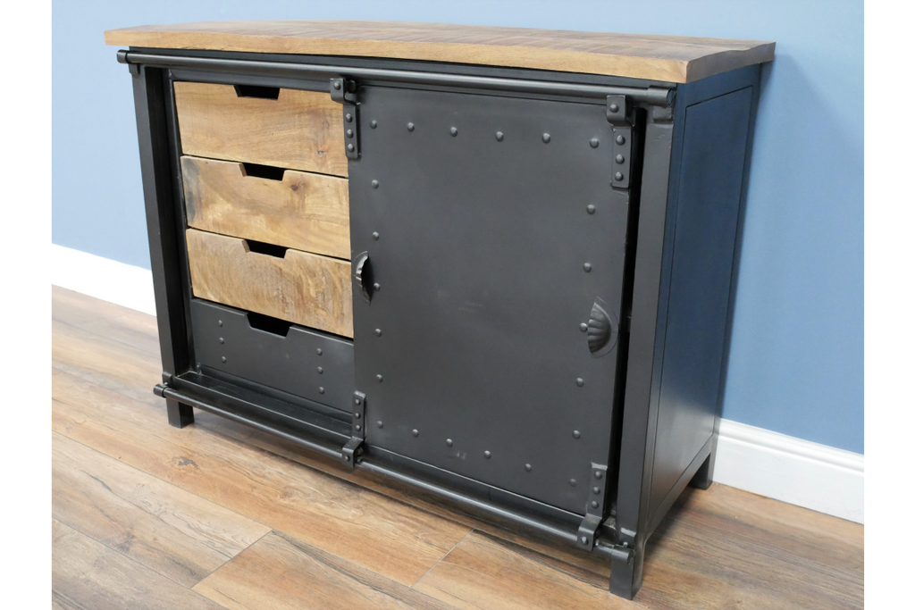 Industrial iron & wood storage cabinet - sideboard