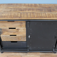 Industrial iron & wood storage cabinet