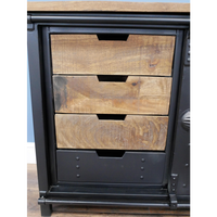 Industrial iron & wood storage cabinet