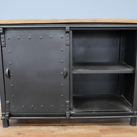 Industrial iron & wood storage cabinet
