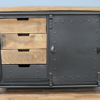 Industrial iron & wood storage cabinet - sideboard