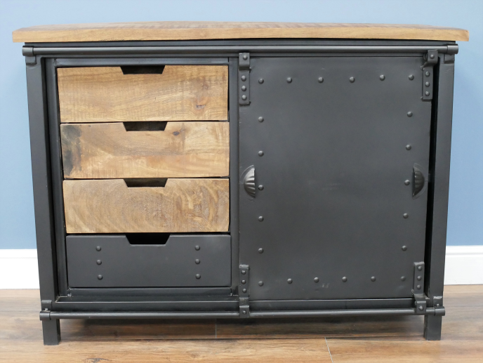 Industrial iron & wood storage cabinet - sideboard