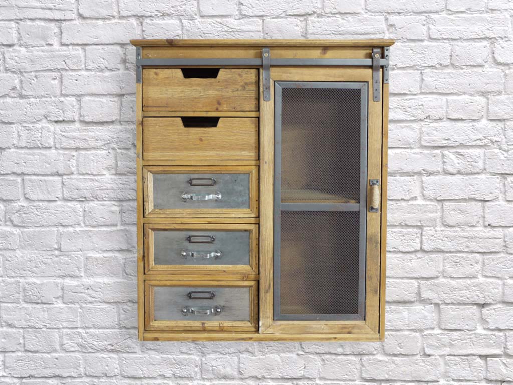 Rustic industrial wall cabinet