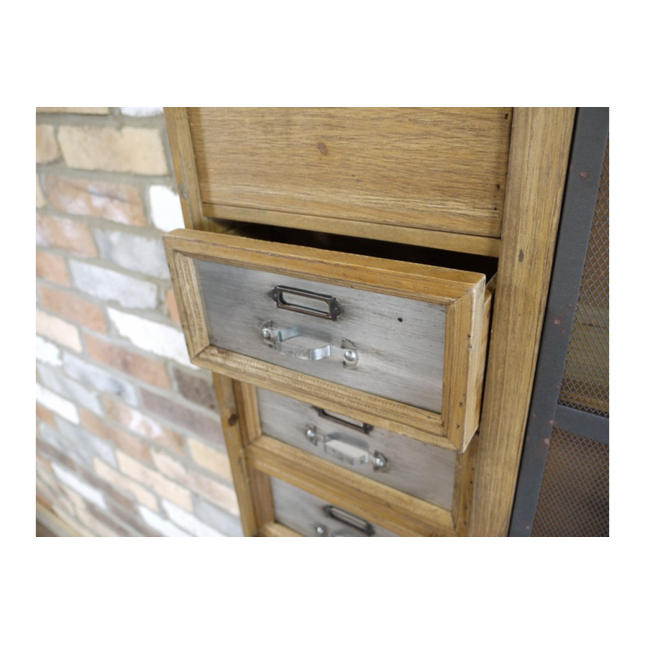 Wood and metal wall shelf cabinet