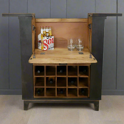 Large Wood & Iron Drinks Cabinet - Bar unit