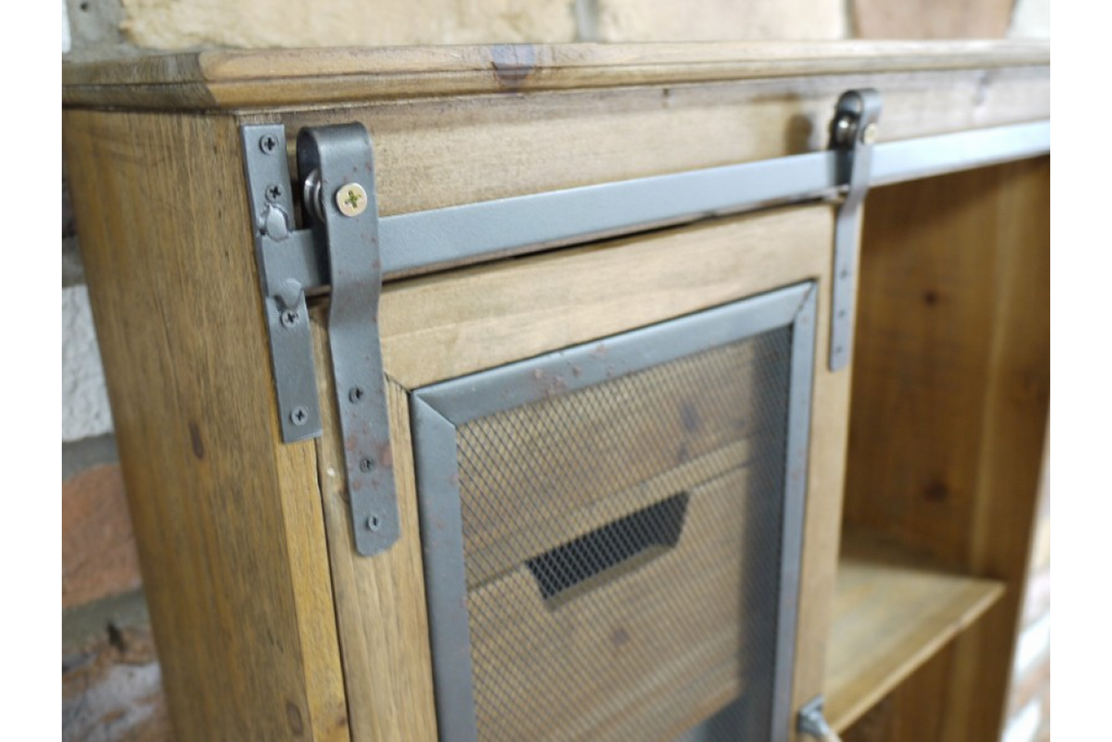 Rustic wood & metal  industrial wall storage cabinet