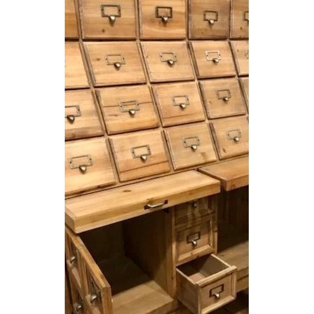 Apothecary rustic wood multi drawer storage cabinet