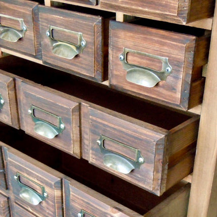 Large multi drawer wood apothecary storage cabinet