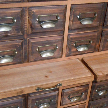 Large multi drawer wood apothecary storage cabinet