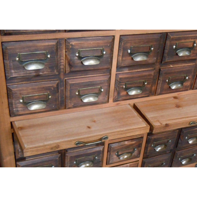 Large multi drawer wood apothecary storage cabinet