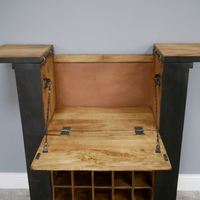 Black wood & iron drinks bar cabinet