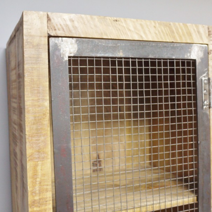 Tall slim rustic wood storage locker cabinet