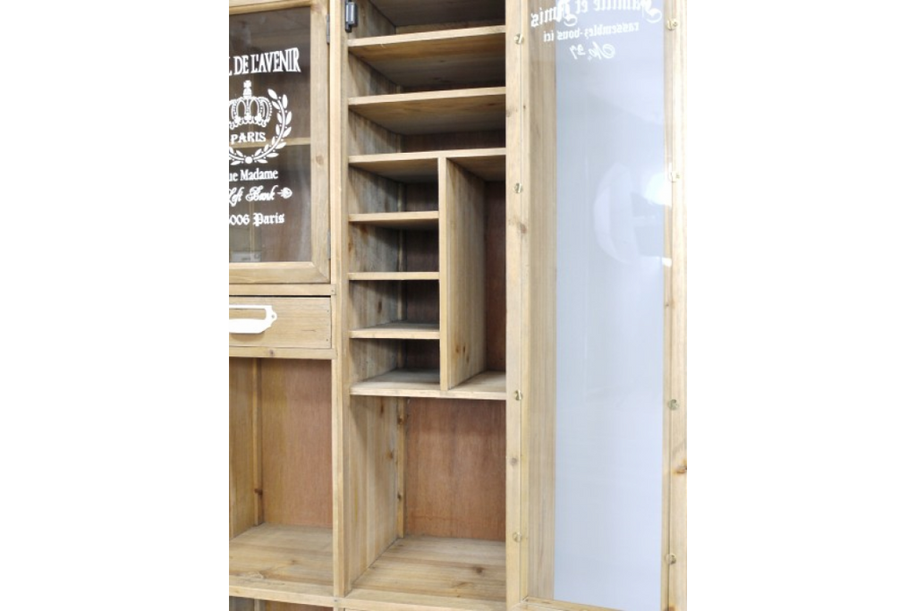 Tall slim rustic wood multi drawer storage display cabinet - Back in stock March
