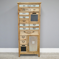 Tall slim wooden multi drawer storage cabinet