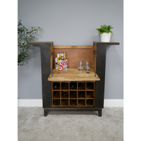 Black wood & iron drinks bar cabinet
